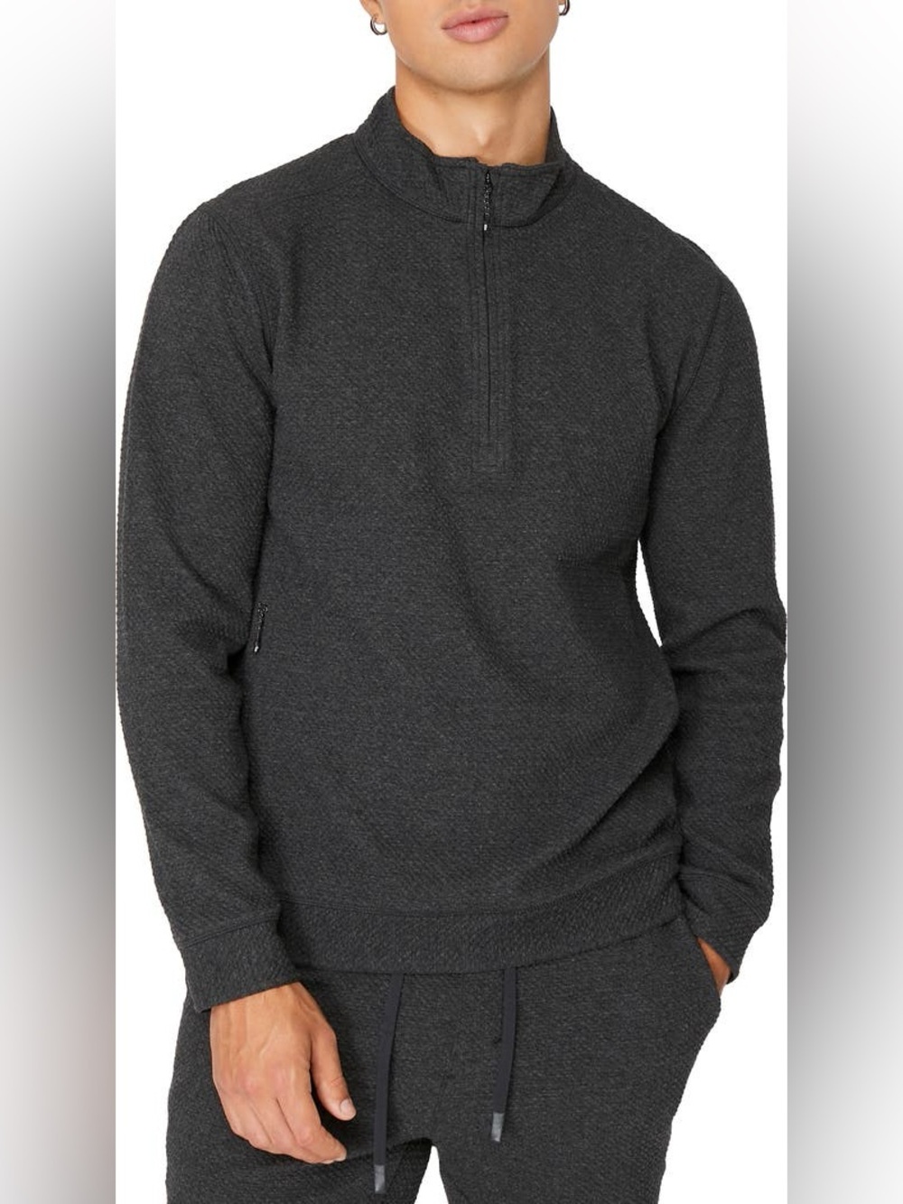 7 Diamonds Men's Charcoal Zip-Neck Pullover Sweater